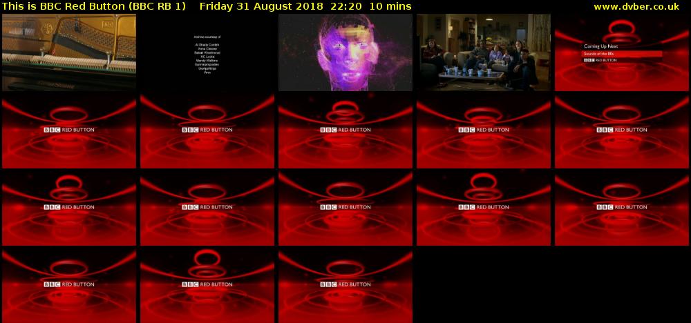 This is BBC Red Button (BBC RB 1) Friday 31 August 2018 22:20 - 22:30