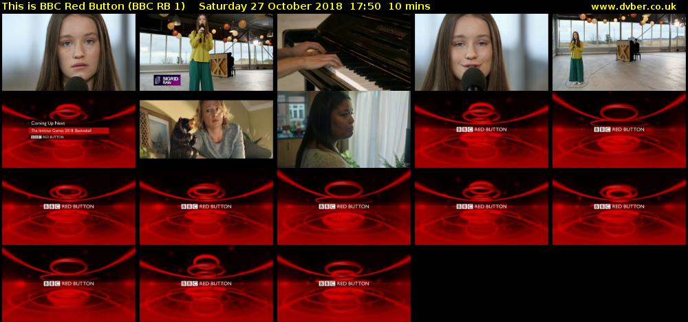 This is BBC Red Button (BBC RB 1) Saturday 27 October 2018 17:50 - 18:00