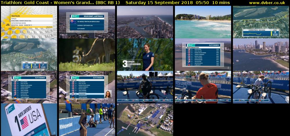 Triathlon: Gold Coast - Women's Grand... (BBC RB 1) Saturday 15 September 2018 05:50 - 06:00