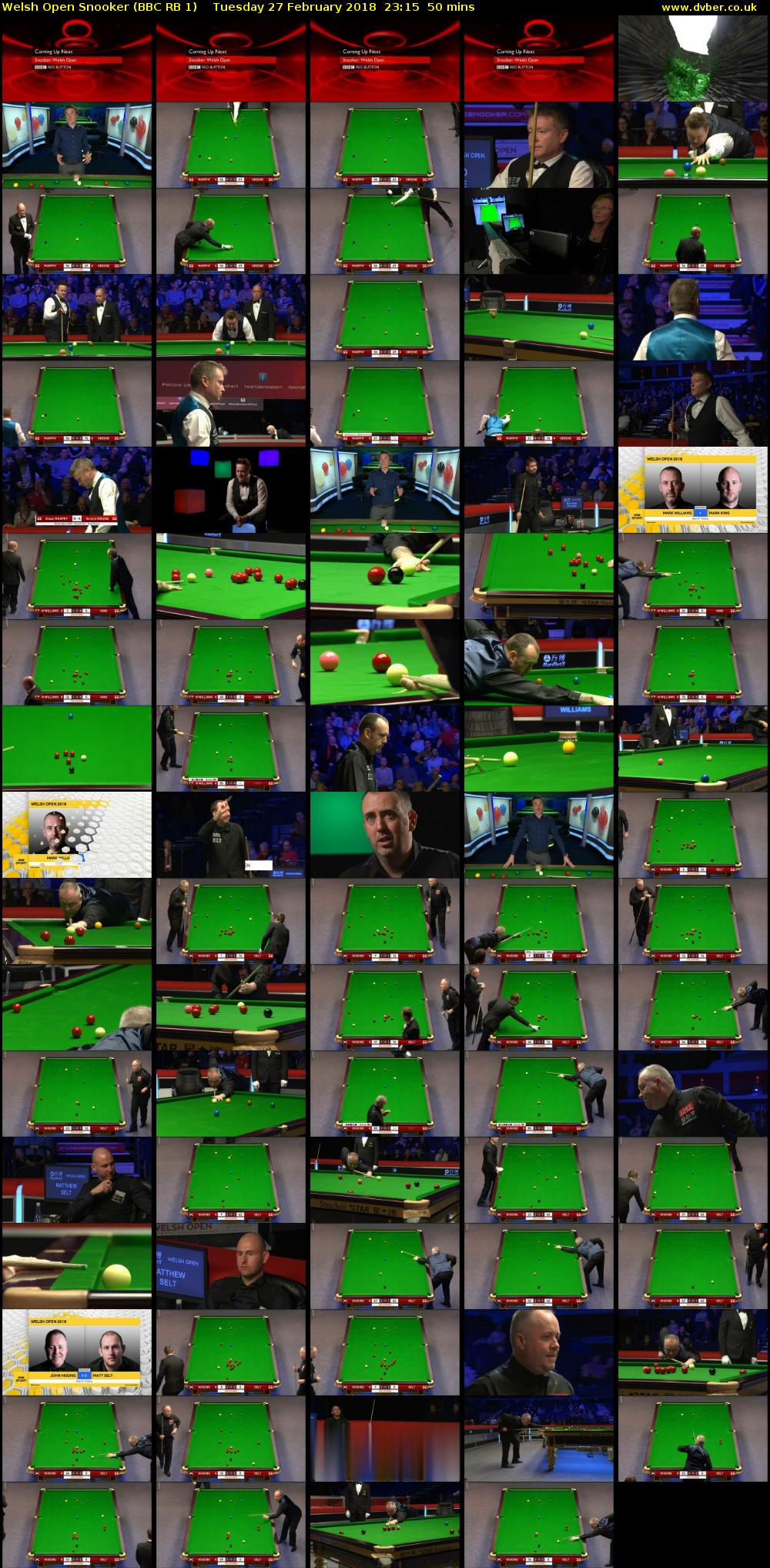 Welsh Open Snooker (BBC RB 1) Tuesday 27 February 2018 23:15 - 00:05