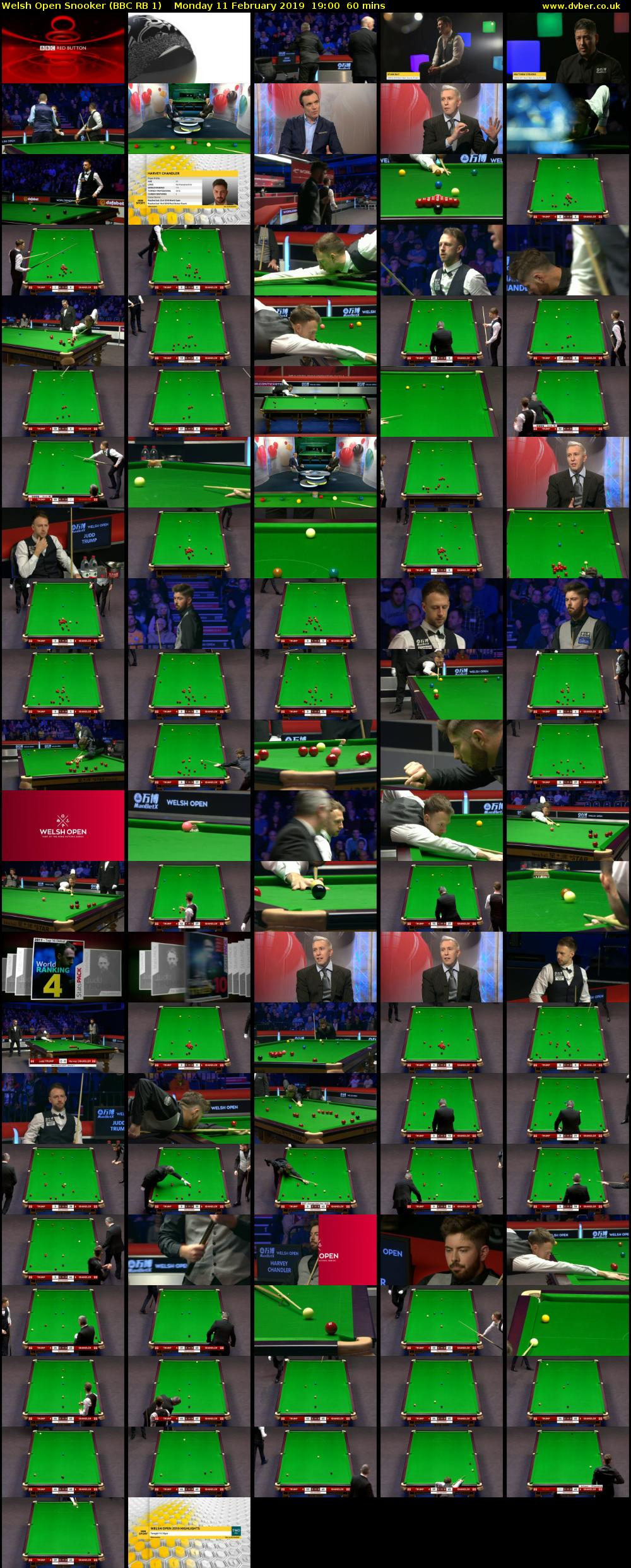 Welsh Open Snooker (BBC RB 1) Monday 11 February 2019 19:00 - 20:00