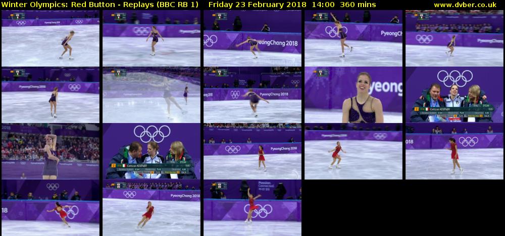 Winter Olympics: Red Button - Replays (BBC RB 1) Friday 23 February 2018 14:00 - 20:00