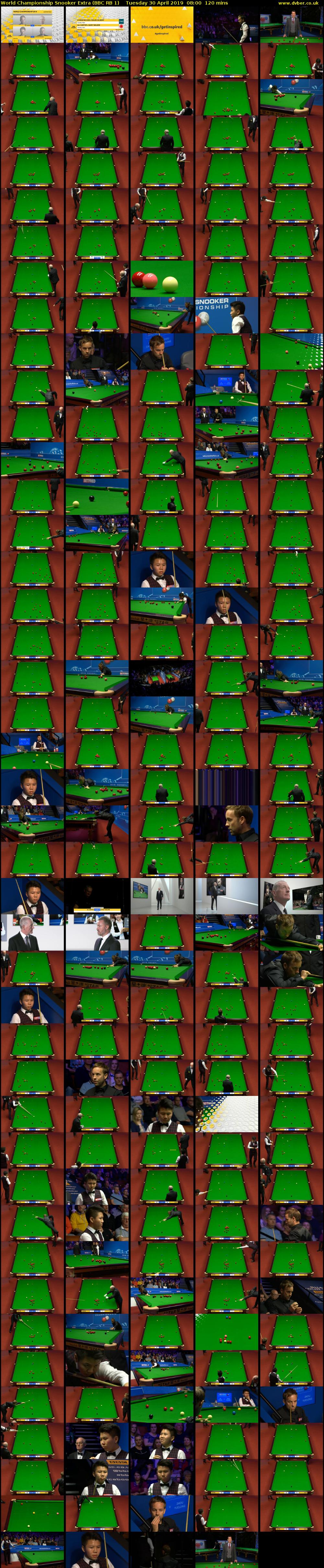 World Championship Snooker Extra (BBC RB 1) Tuesday 30 April 2019 08:00 - 10:00