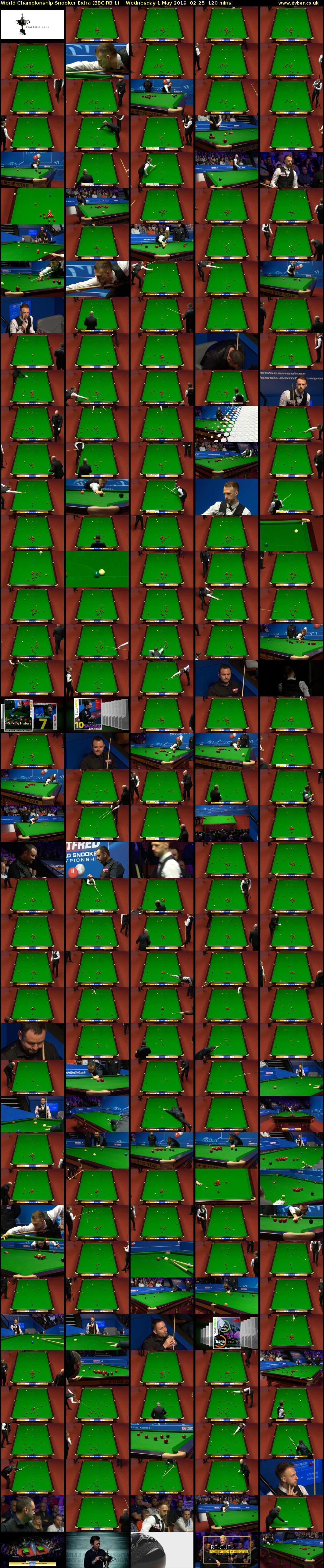 World Championship Snooker Extra (BBC RB 1) Wednesday 1 May 2019 02:25 - 04:25