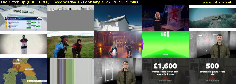 The Catch Up (BBC THREE) Wednesday 16 February 2022 20:55 - 21:00