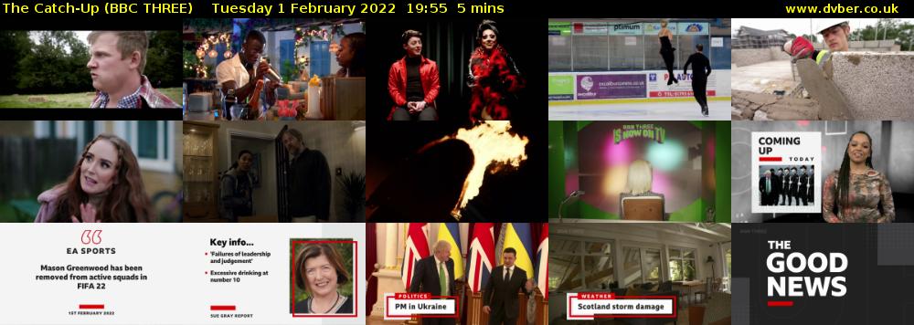 The Catch-Up (BBC THREE) Tuesday 1 February 2022 19:55 - 20:00