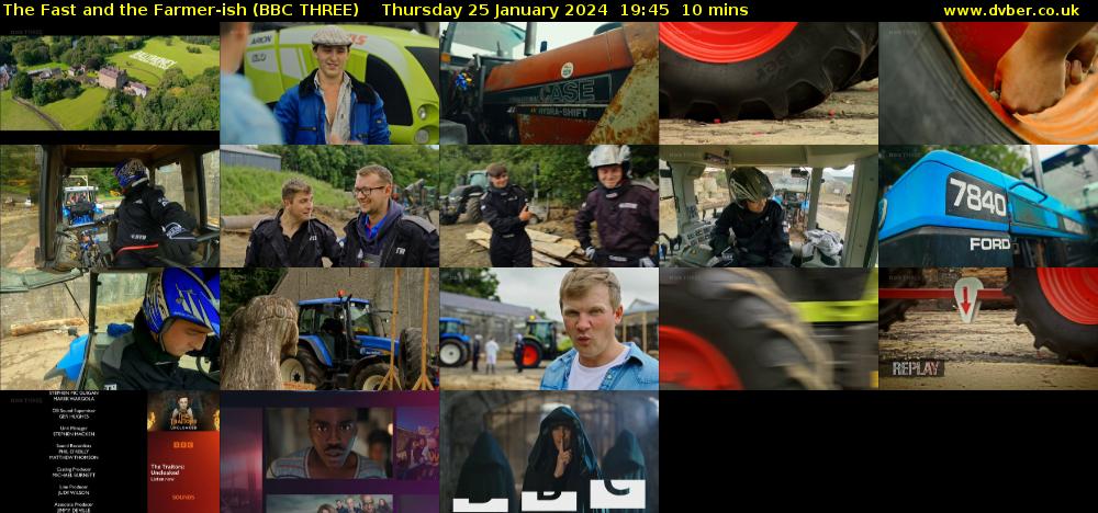 The Fast and the Farmer-ish (BBC THREE) Thursday 25 January 2024 19:45 - 19:55