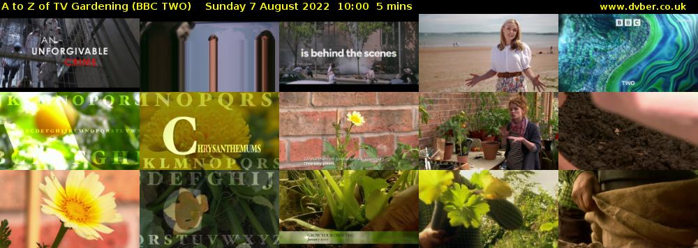 A to Z of TV Gardening (BBC TWO) Sunday 7 August 2022 10:00 - 10:05