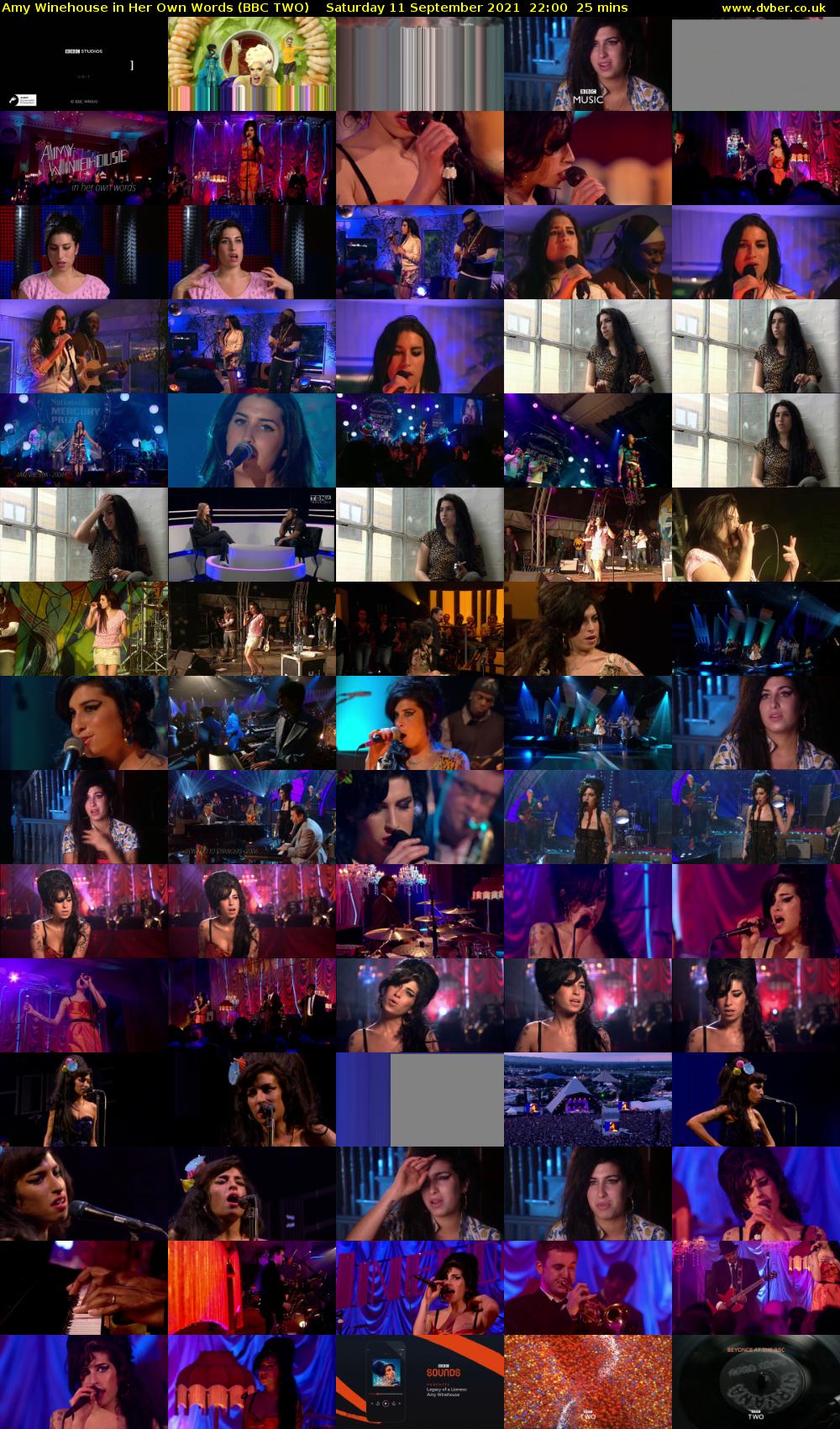 Amy Winehouse in Her Own Words (BBC TWO) Saturday 11 September 2021 22:00 - 22:25