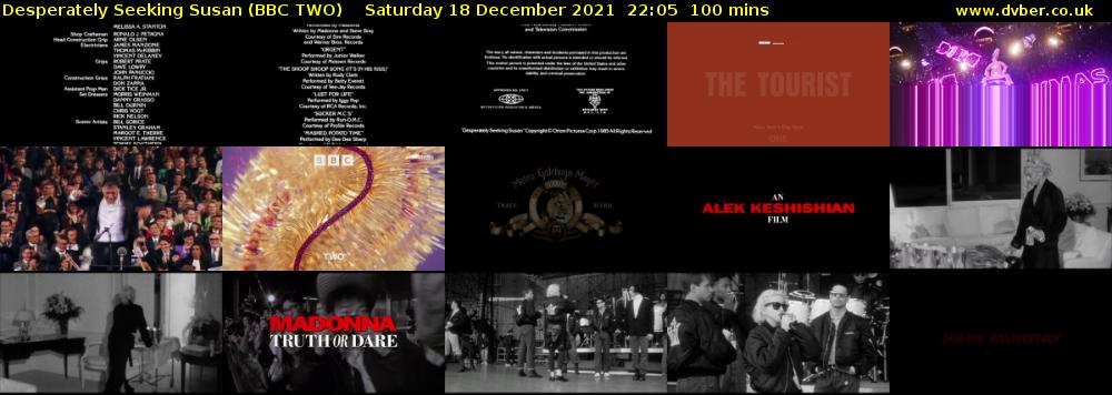 Desperately Seeking Susan (BBC TWO) Saturday 18 December 2021 22:05 - 23:45