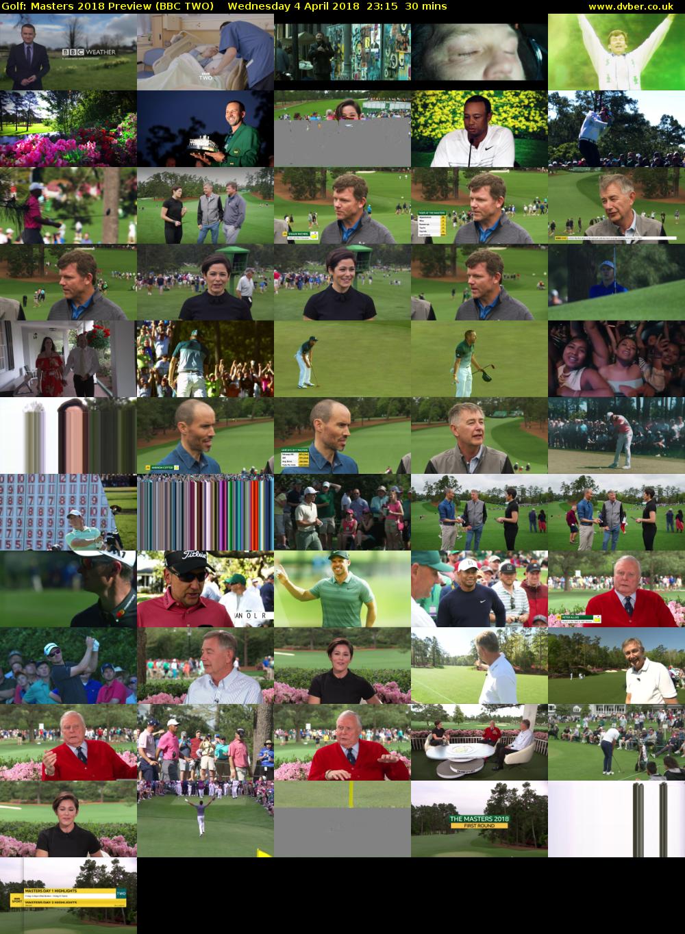 Golf: Masters 2018 Preview (BBC TWO) Wednesday 4 April 2018 23:15 - 23:45
