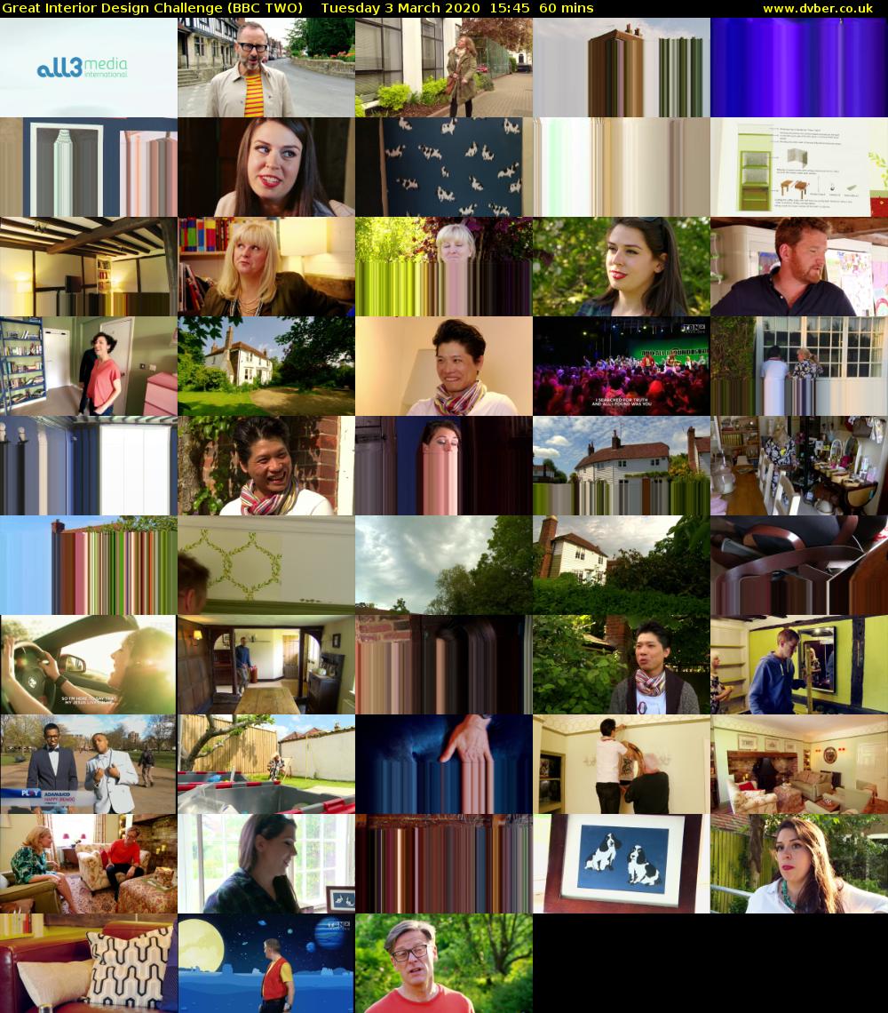 Great Interior Design Challenge (BBC TWO) Tuesday 3 March 2020 15:45 - 16:45