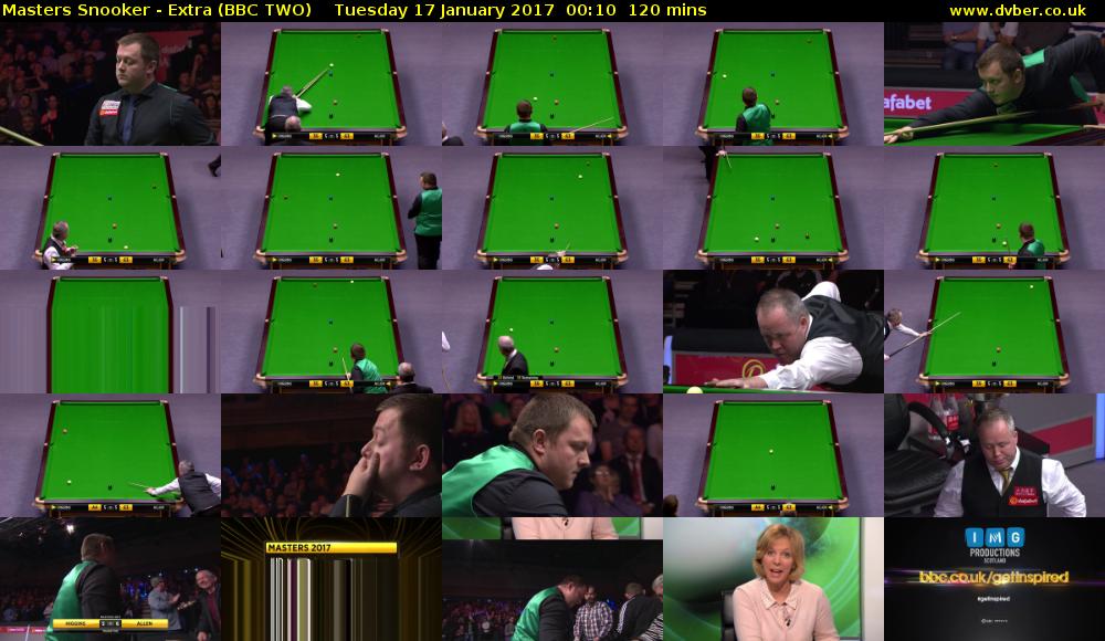 Masters Snooker - Extra (BBC TWO) Tuesday 17 January 2017 00:10 - 02:10