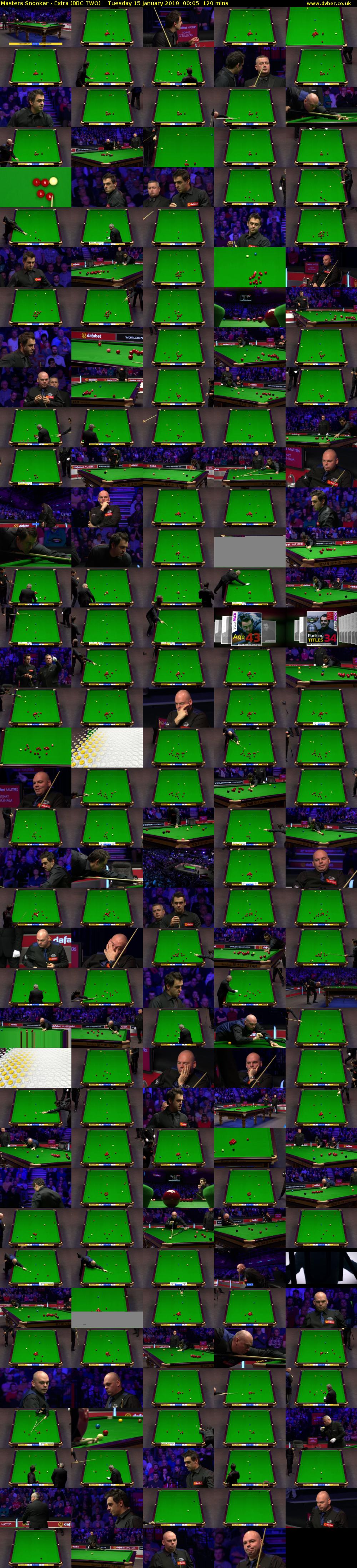 Masters Snooker - Extra (BBC TWO) Tuesday 15 January 2019 00:05 - 02:05