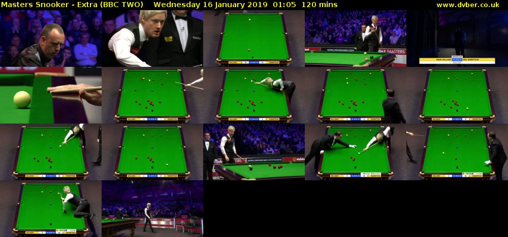 Masters Snooker - Extra (BBC TWO) Wednesday 16 January 2019 01:05 - 03:05