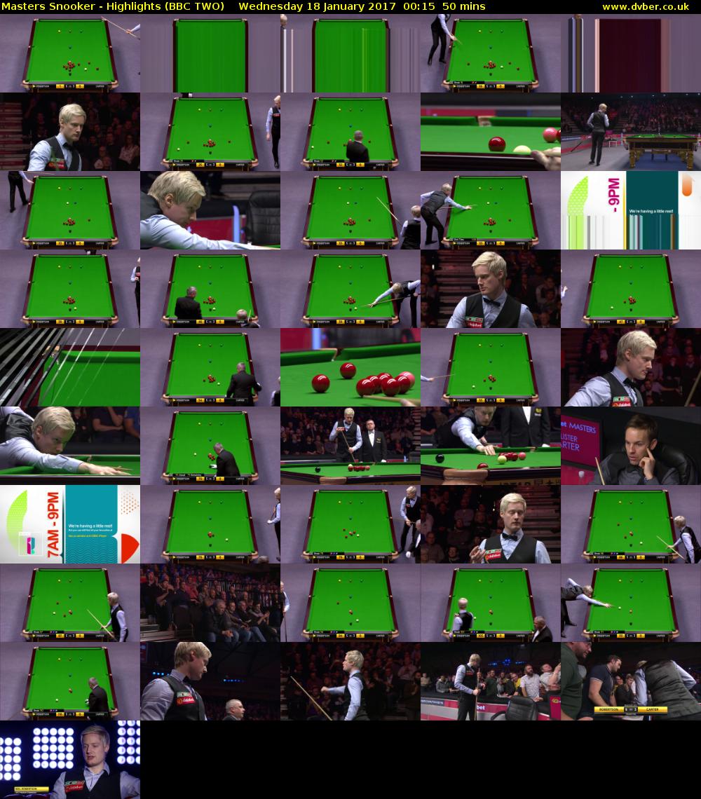 Masters Snooker - Highlights (BBC TWO) Wednesday 18 January 2017 00:15 - 01:05