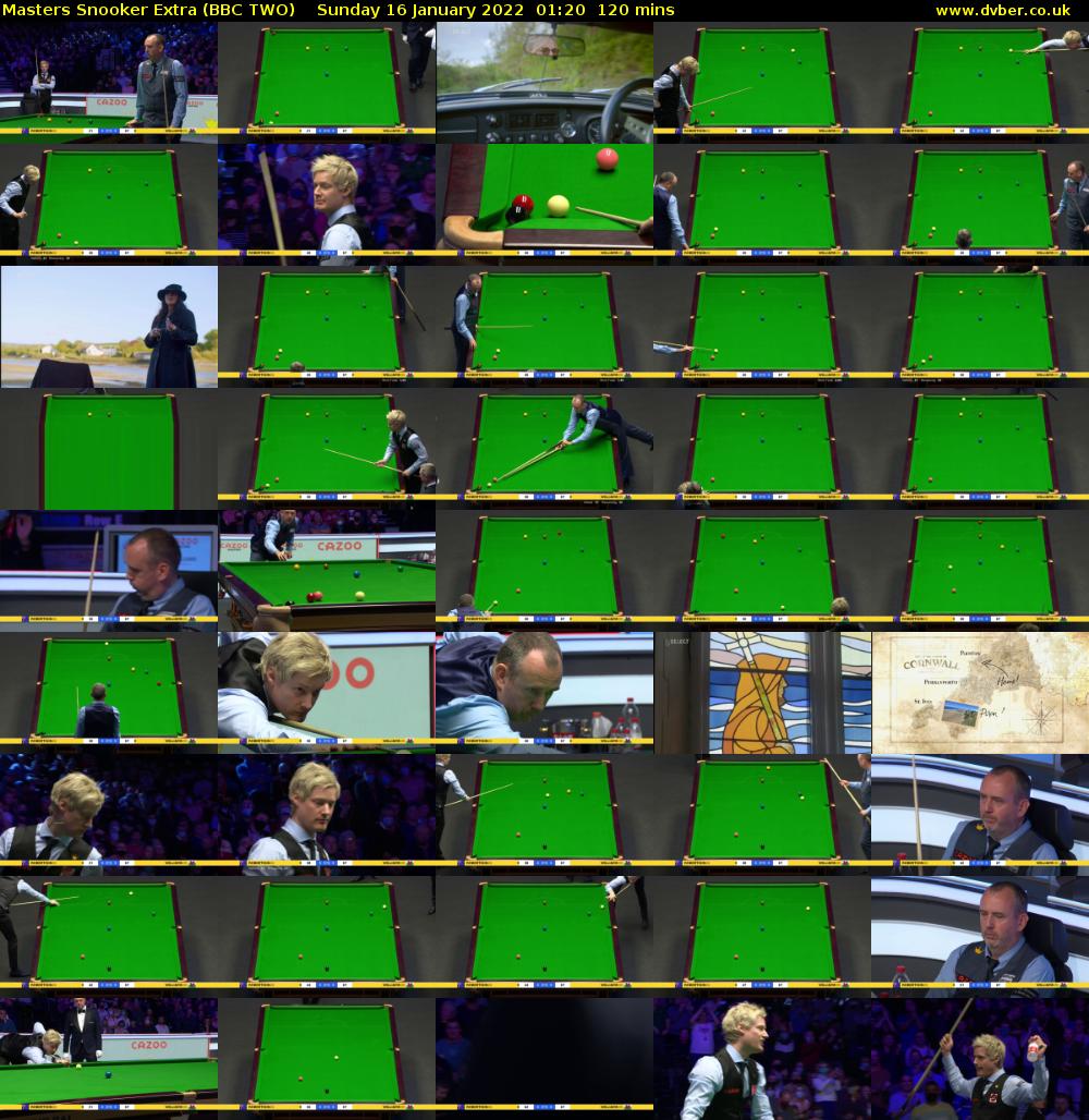 Masters Snooker Extra (BBC TWO) Sunday 16 January 2022 01:20 - 03:20