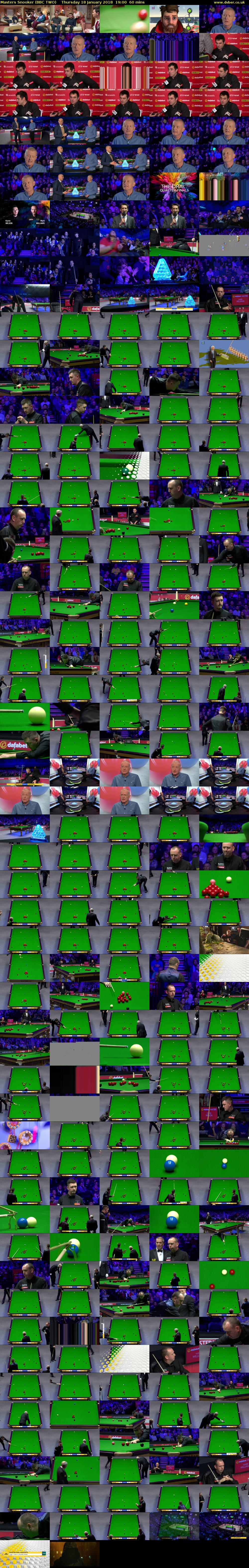 Masters Snooker (BBC TWO) Thursday 18 January 2018 19:00 - 20:00