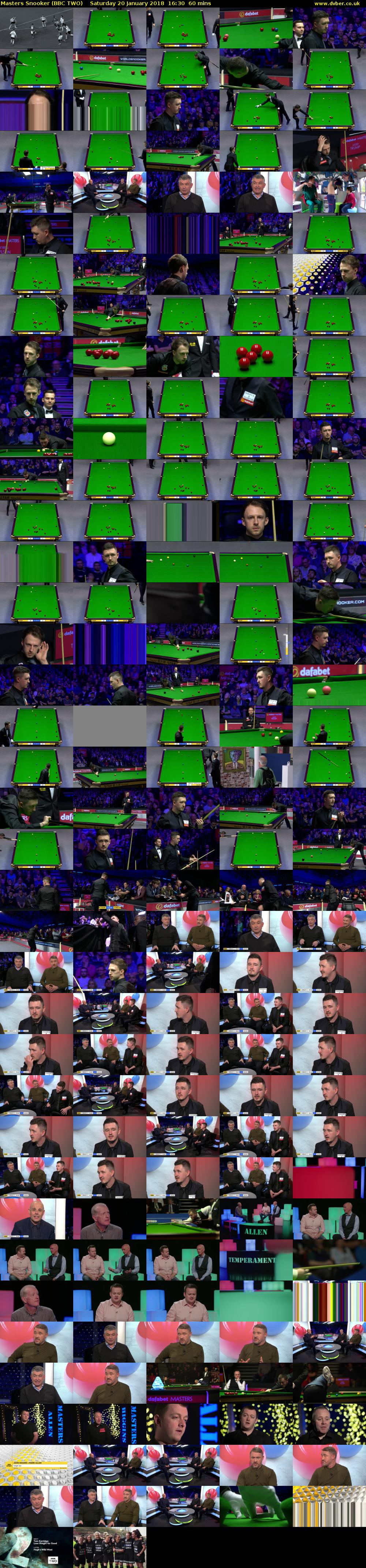 Masters Snooker (BBC TWO) Saturday 20 January 2018 16:30 - 17:30