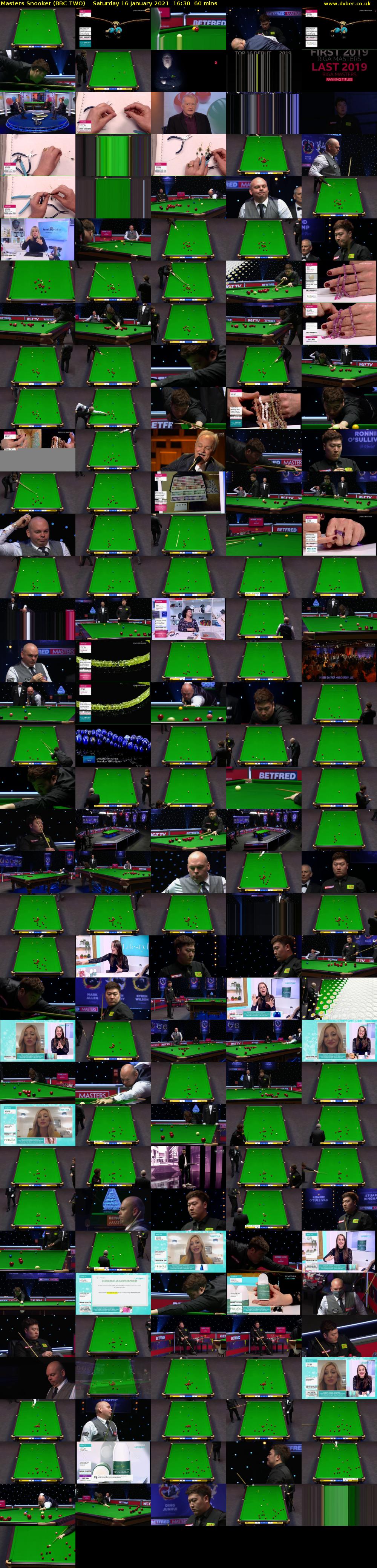 Masters Snooker (BBC TWO) Saturday 16 January 2021 16:30 - 17:30