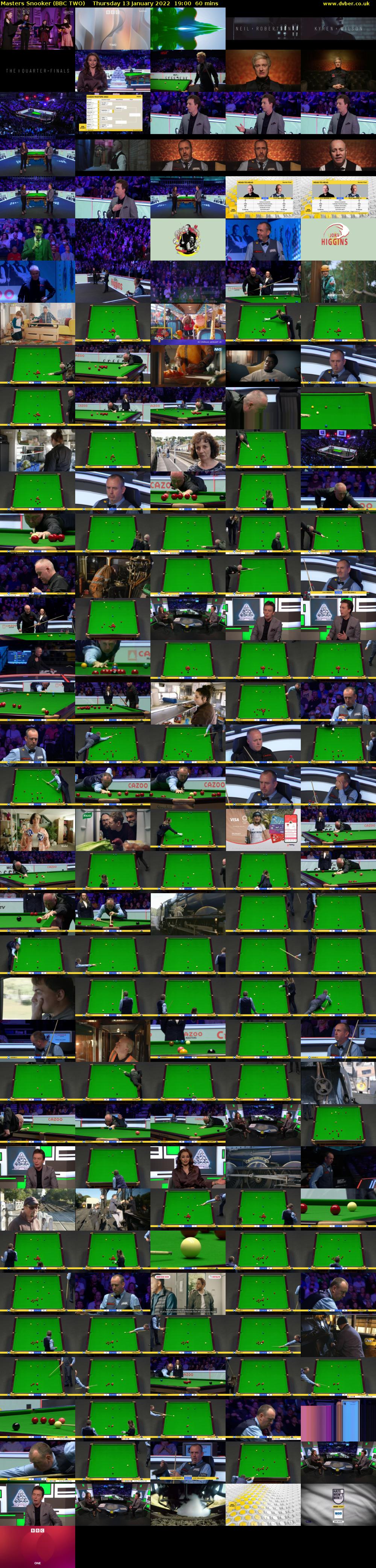 Masters Snooker (BBC TWO) Thursday 13 January 2022 19:00 - 20:00