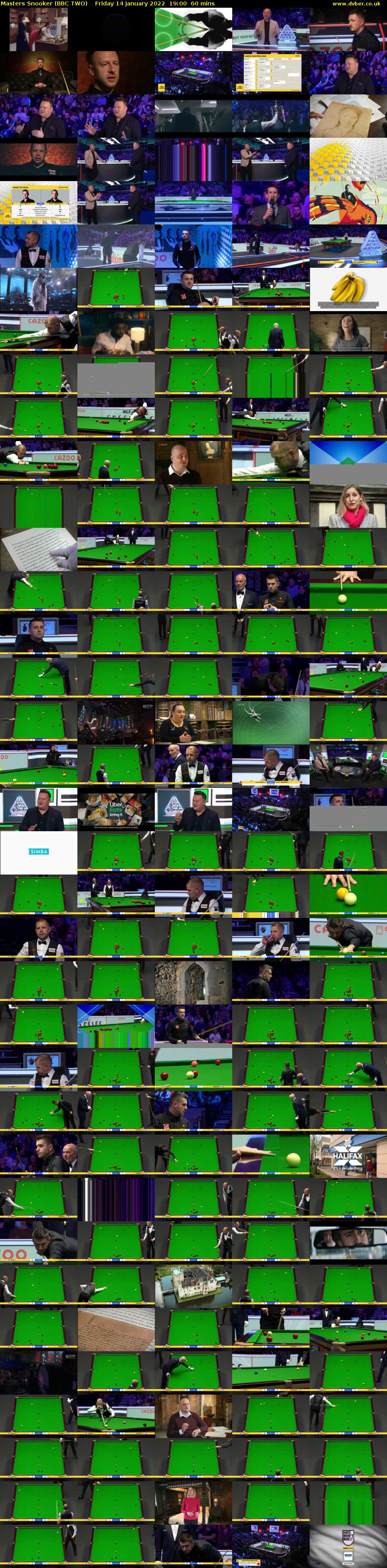 Masters Snooker (BBC TWO) Friday 14 January 2022 19:00 - 20:00