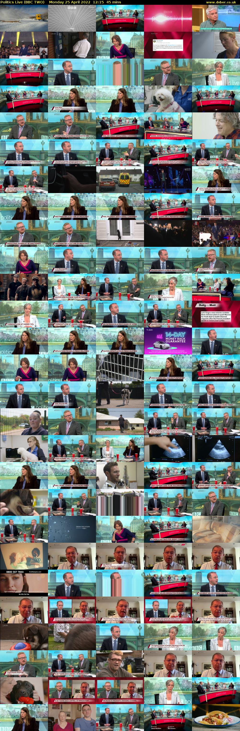 Politics Live (BBC TWO) Monday 25 April 2022 12:15 - 13:00