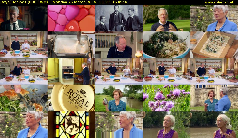 Royal Recipes (BBC TWO) Monday 25 March 2019 13:30 - 13:45
