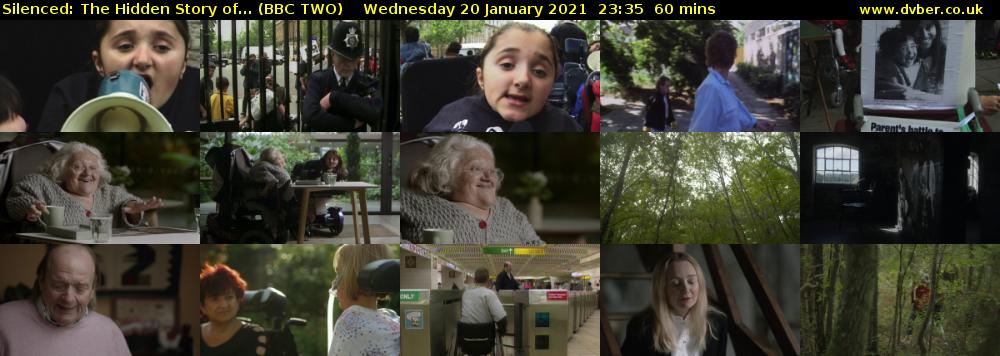 Silenced: The Hidden Story of... (BBC TWO) Wednesday 20 January 2021 23:35 - 00:35