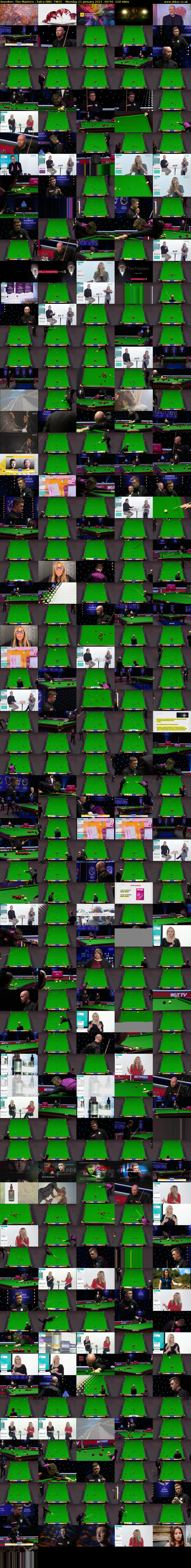 Snooker: The Masters - Extra (BBC TWO) Monday 11 January 2021 00:50 - 02:50