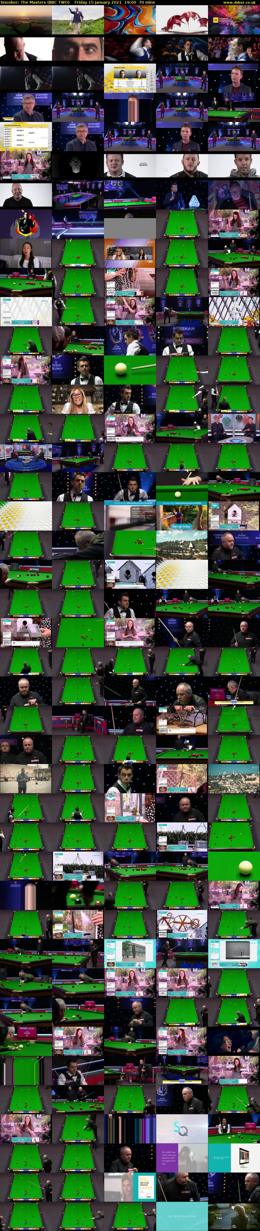 Snooker: The Masters (BBC TWO) Friday 15 January 2021 19:00 - 20:10