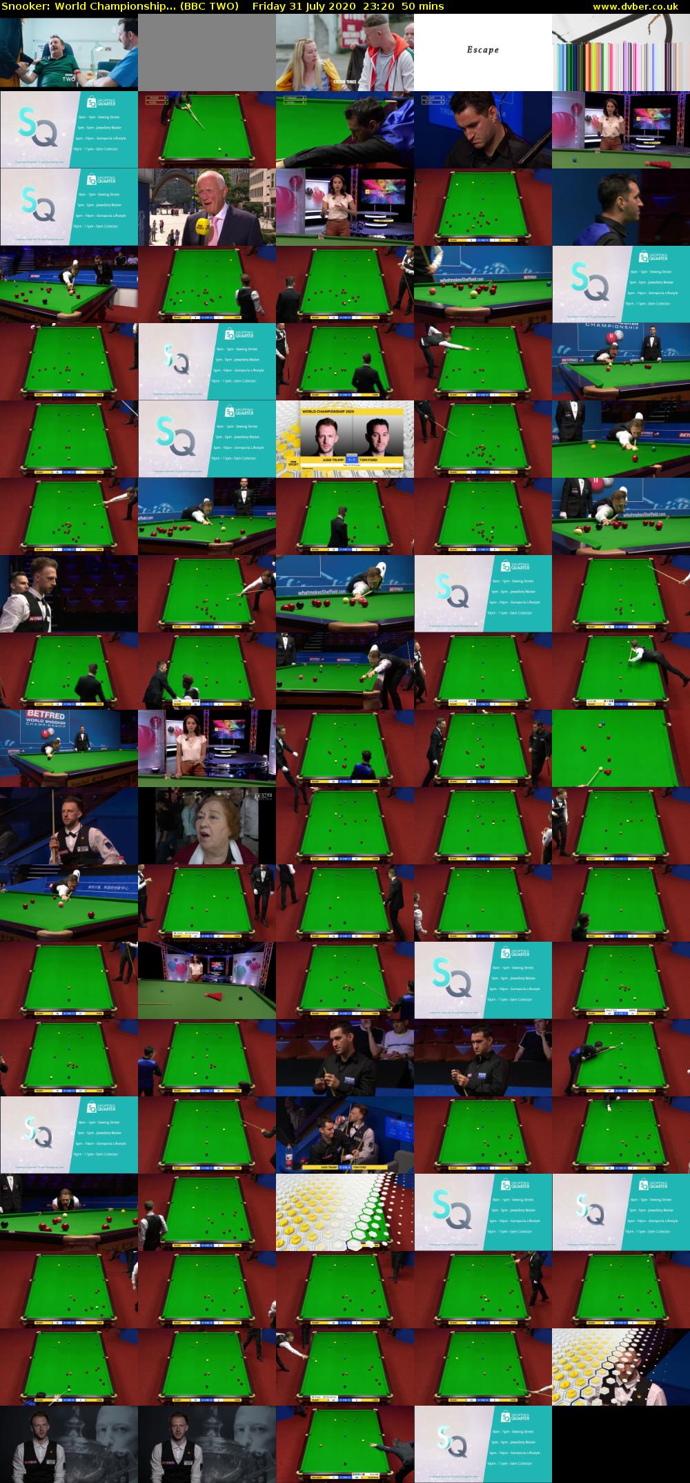 Snooker: World Championship... (BBC TWO) Friday 31 July 2020 23:20 - 00:10