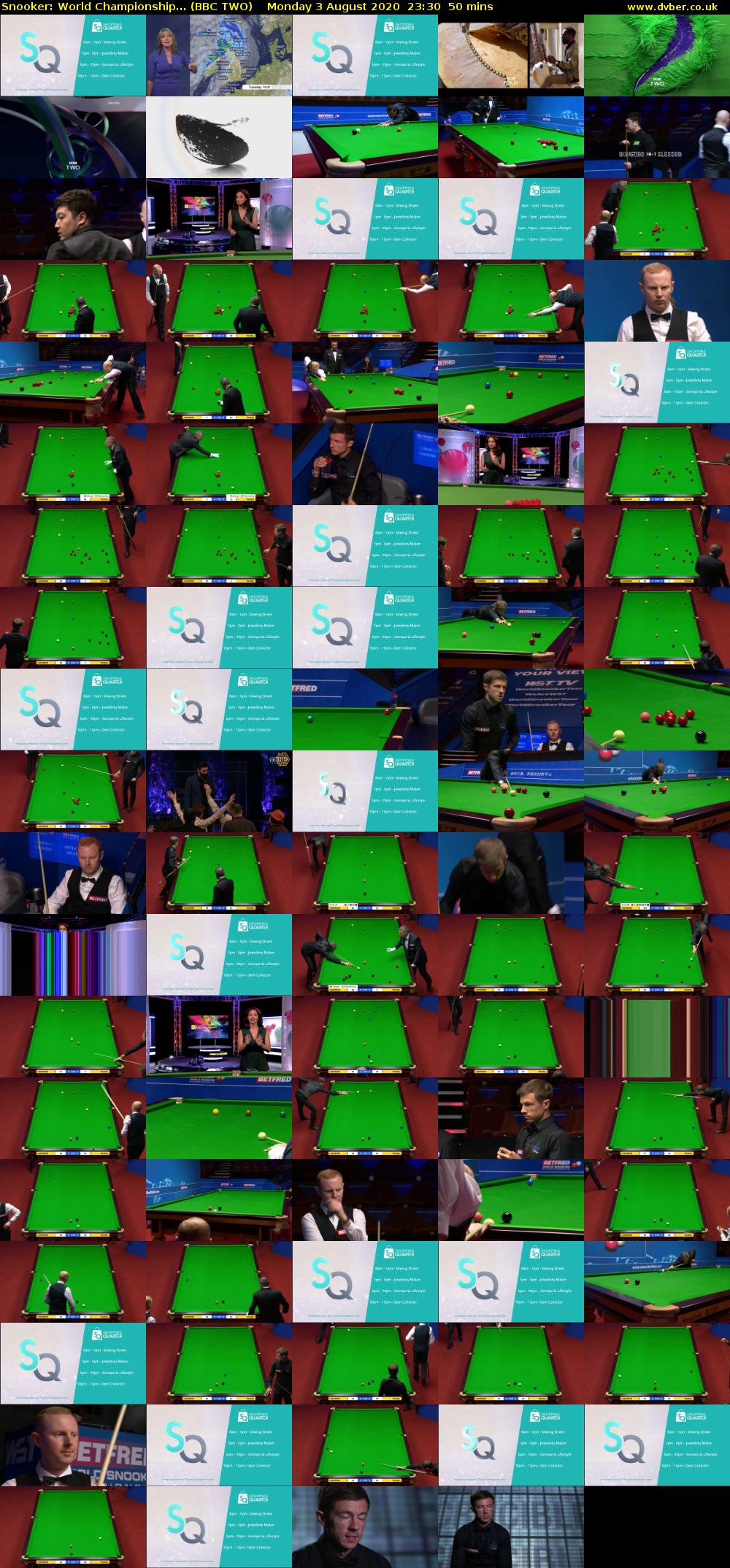 Snooker: World Championship... (BBC TWO) Monday 3 August 2020 23:30 - 00:20