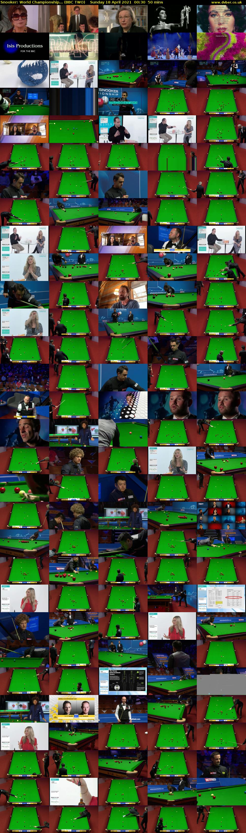 Snooker: World Championship... (BBC TWO) Sunday 18 April 2021 00:30 - 01:20