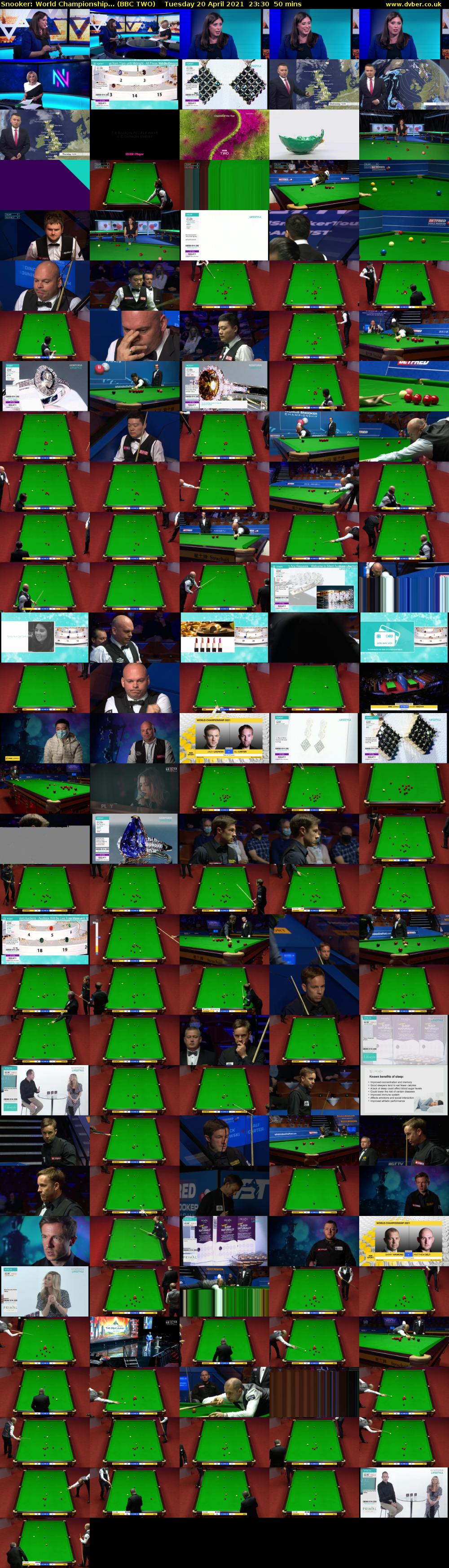 Snooker: World Championship... (BBC TWO) Tuesday 20 April 2021 23:30 - 00:20