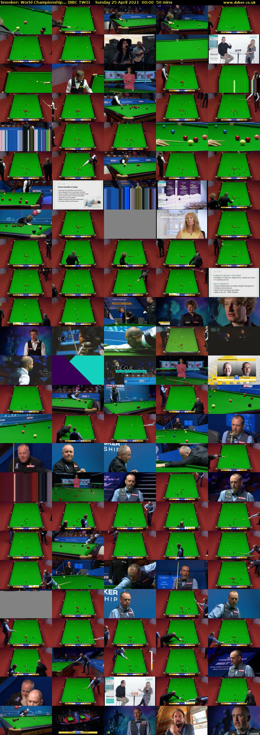 Snooker: World Championship... (BBC TWO) Sunday 25 April 2021 00:00 - 00:50