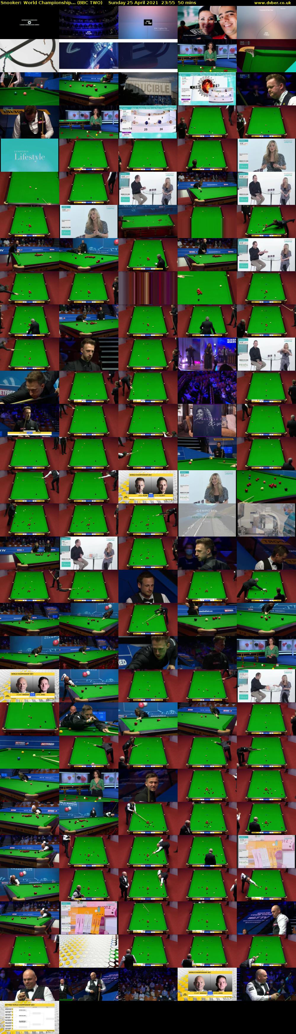 Snooker: World Championship... (BBC TWO) Sunday 25 April 2021 23:55 - 00:45