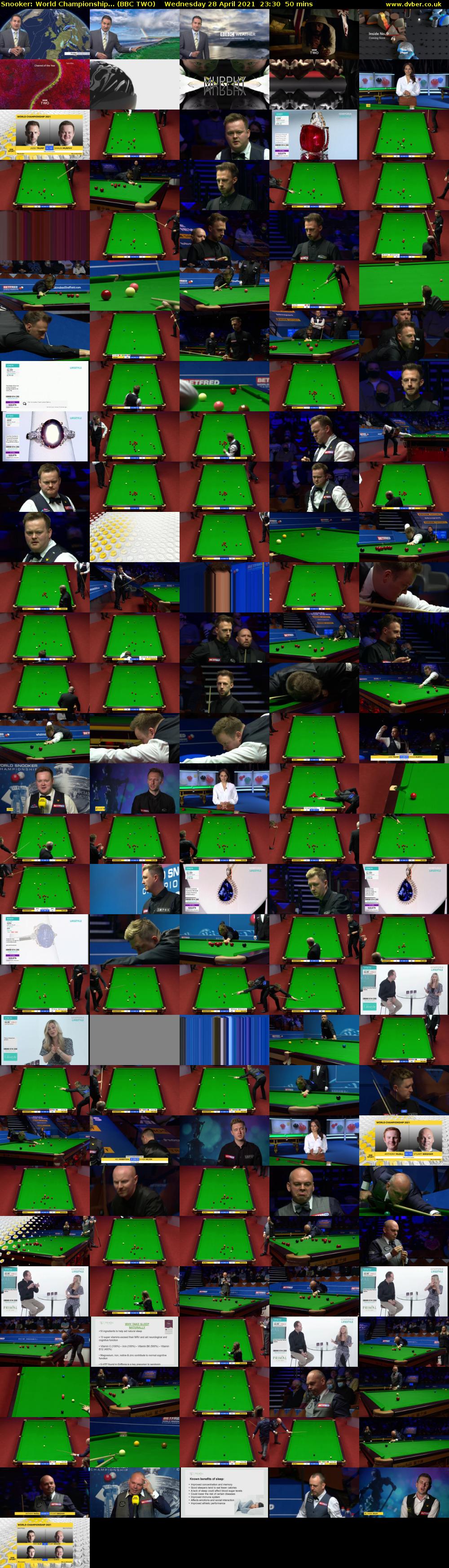 Snooker: World Championship... (BBC TWO) Wednesday 28 April 2021 23:30 - 00:20