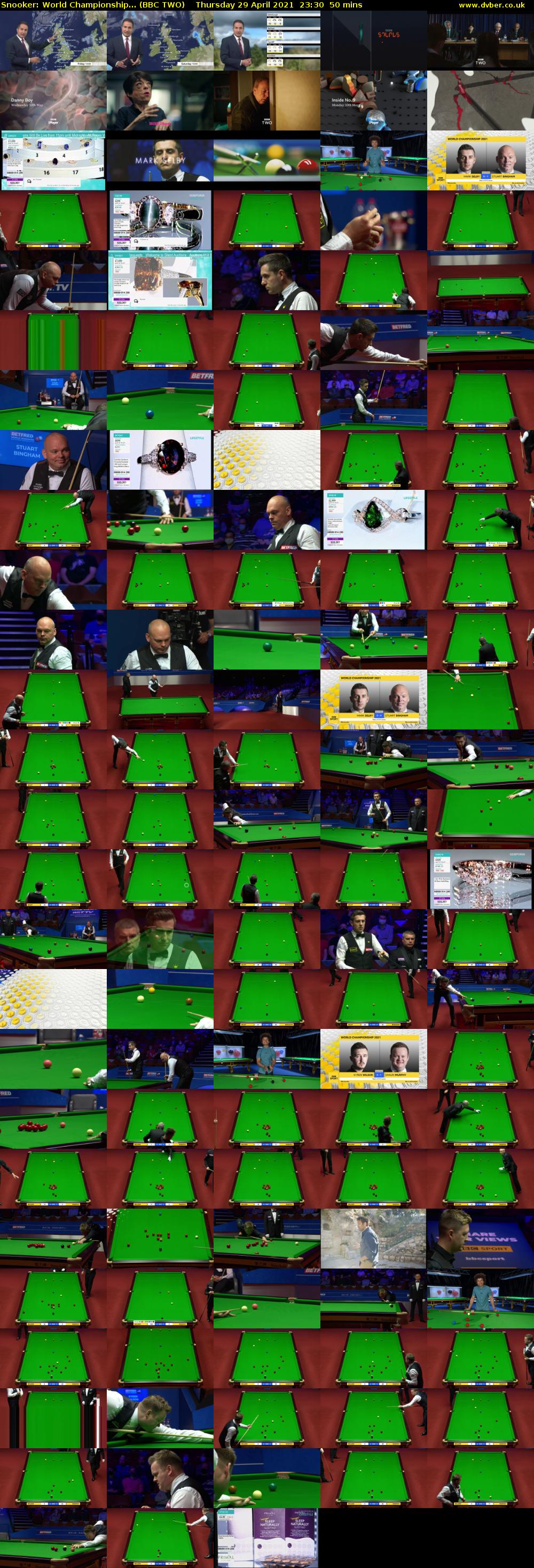 Snooker: World Championship... (BBC TWO) Thursday 29 April 2021 23:30 - 00:20