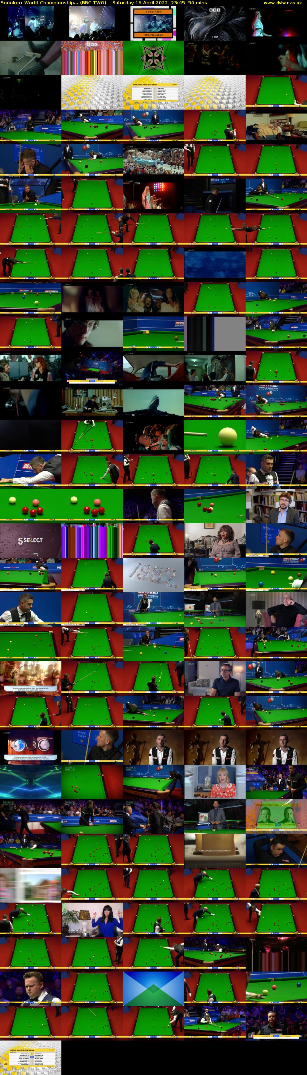 Snooker: World Championship... (BBC TWO) Saturday 16 April 2022 23:45 - 00:35