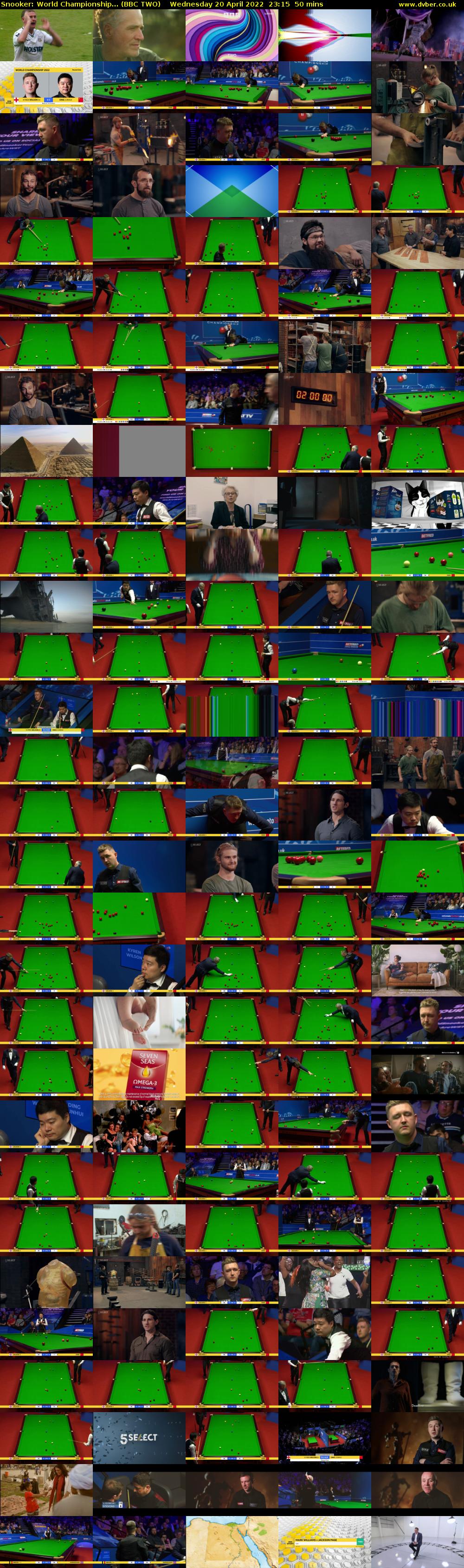 Snooker: World Championship... (BBC TWO) Wednesday 20 April 2022 23:15 - 00:05
