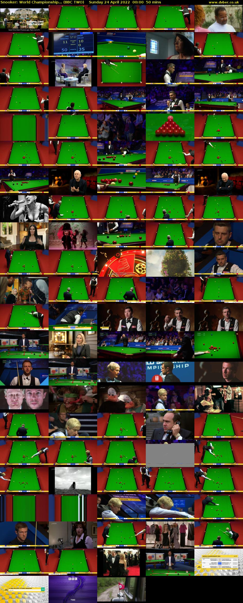 Snooker: World Championship... (BBC TWO) Sunday 24 April 2022 00:00 - 00:50