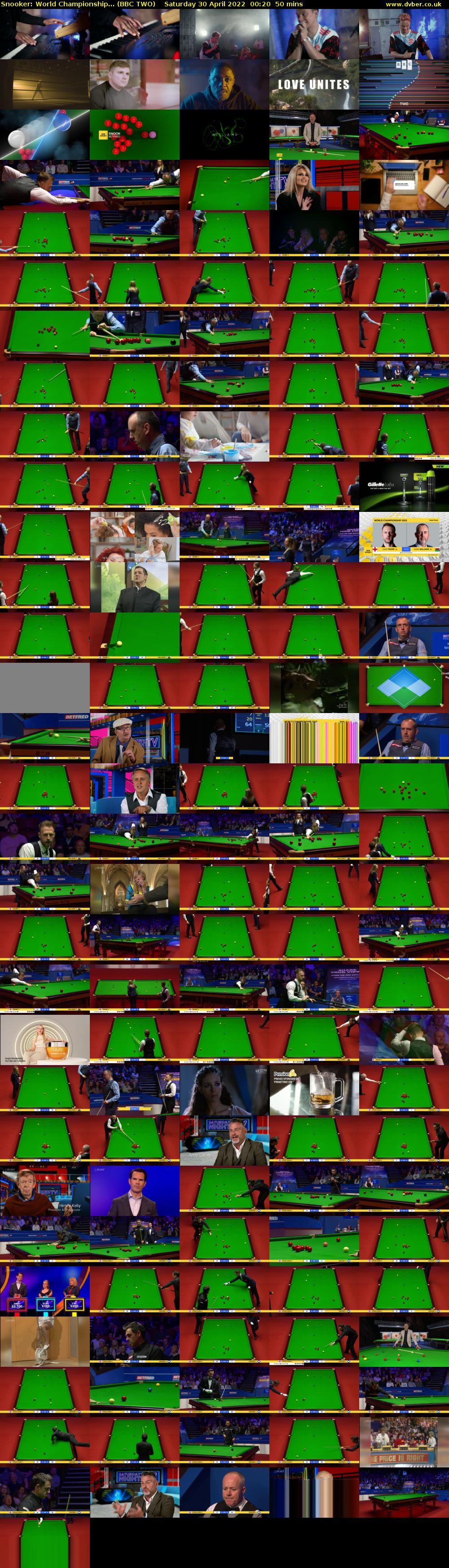 Snooker: World Championship... (BBC TWO) Saturday 30 April 2022 00:20 - 01:10