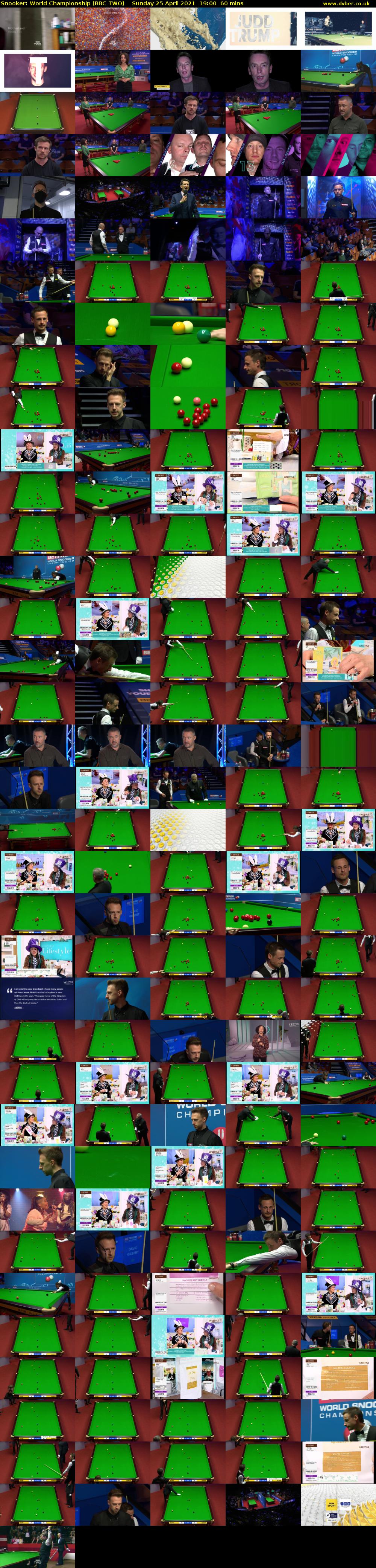 Snooker: World Championship (BBC TWO) Sunday 25 April 2021 19:00 - 20:00