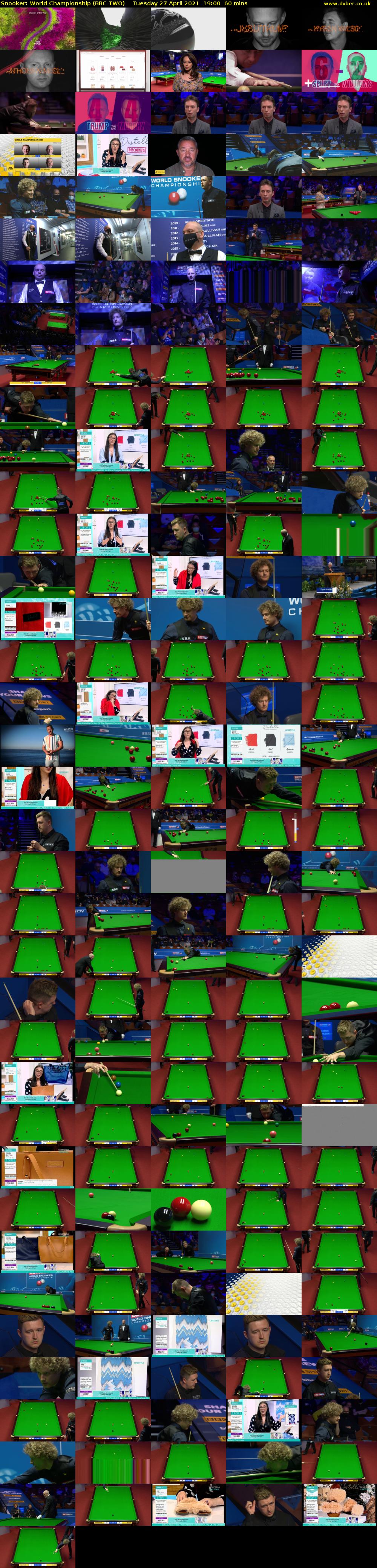 Snooker: World Championship (BBC TWO) Tuesday 27 April 2021 19:00 - 20:00