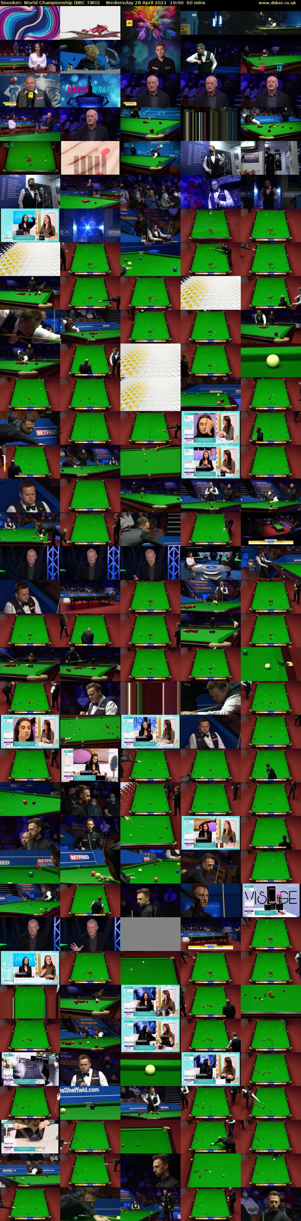 Snooker: World Championship (BBC TWO) Wednesday 28 April 2021 19:00 - 20:00