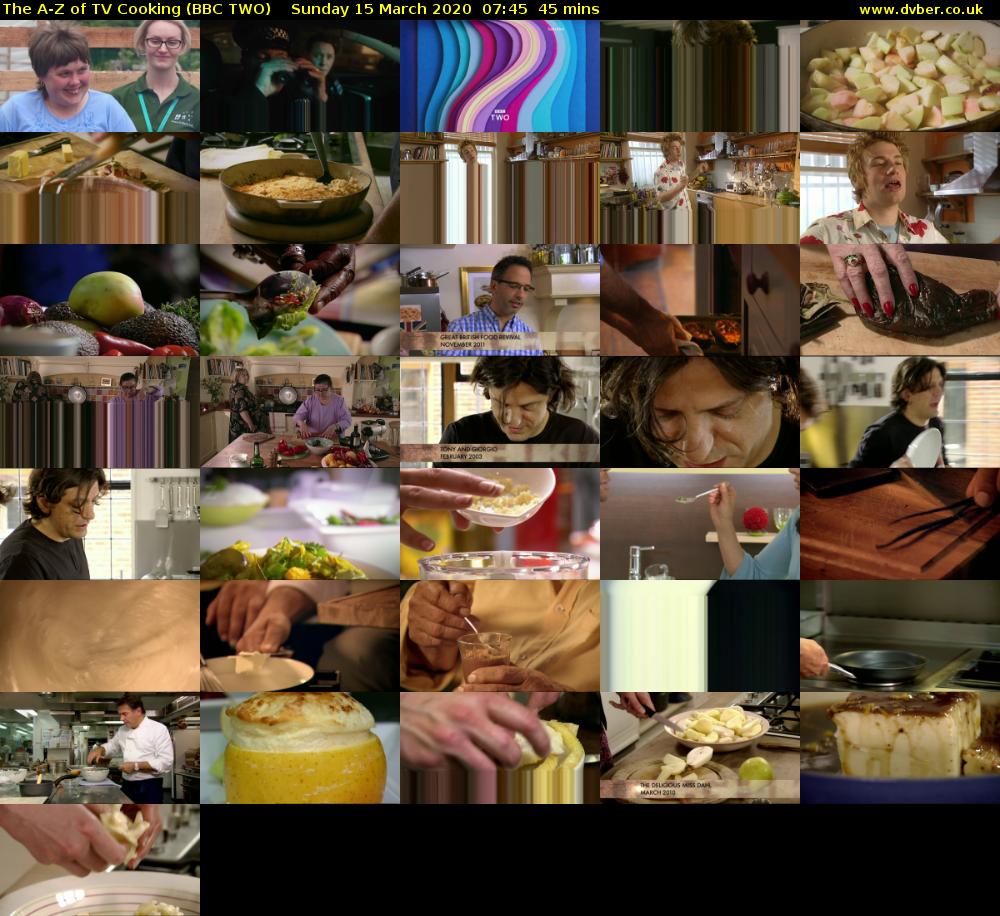 The A-Z of TV Cooking (BBC TWO) Sunday 15 March 2020 07:45 - 08:30