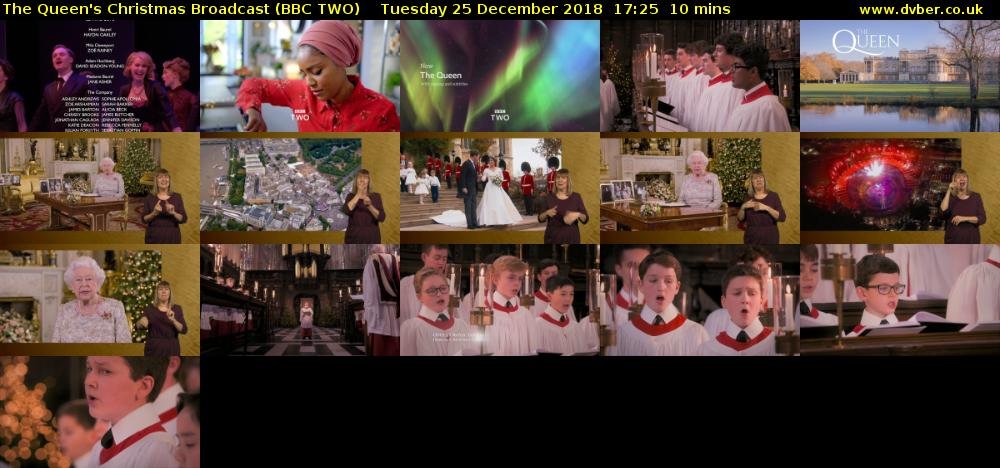 The Queen's Christmas Broadcast (BBC TWO) Tuesday 25 December 2018 17:25 - 17:35