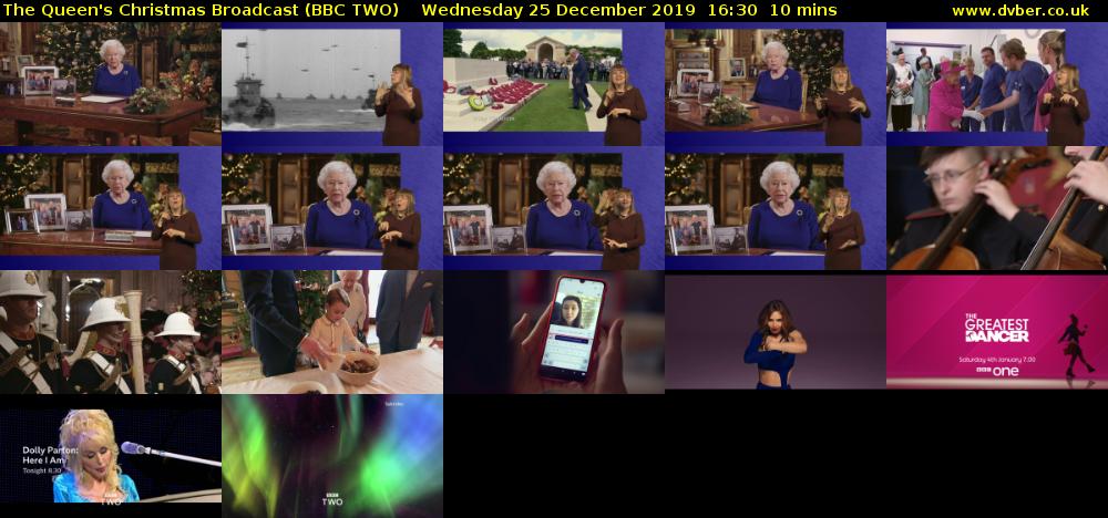 The Queen's Christmas Broadcast (BBC TWO) Wednesday 25 December 2019 16:30 - 16:40