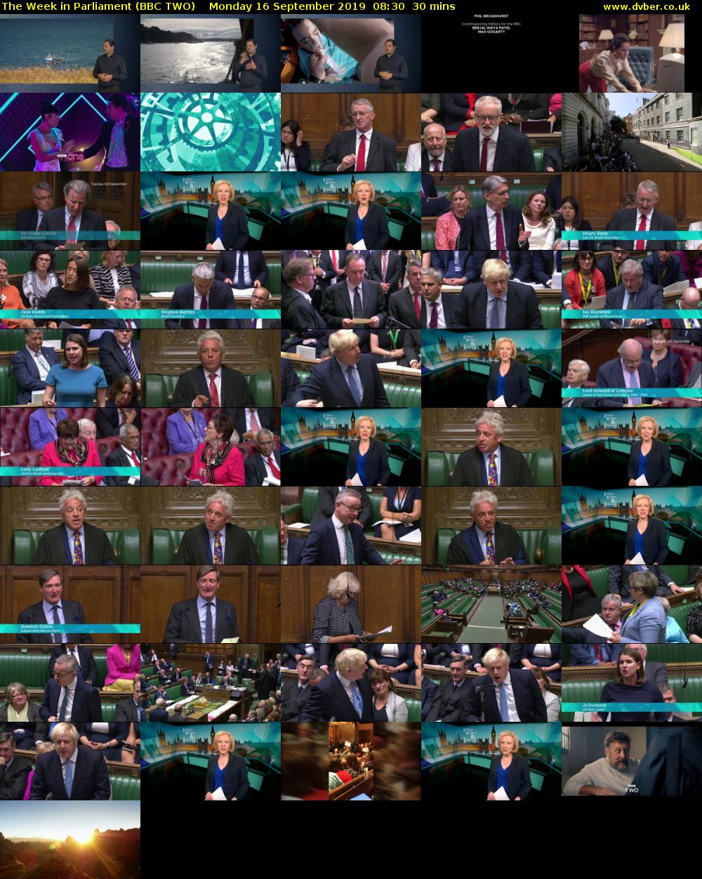 The Week in Parliament (BBC TWO) Monday 16 September 2019 08:30 - 09:00